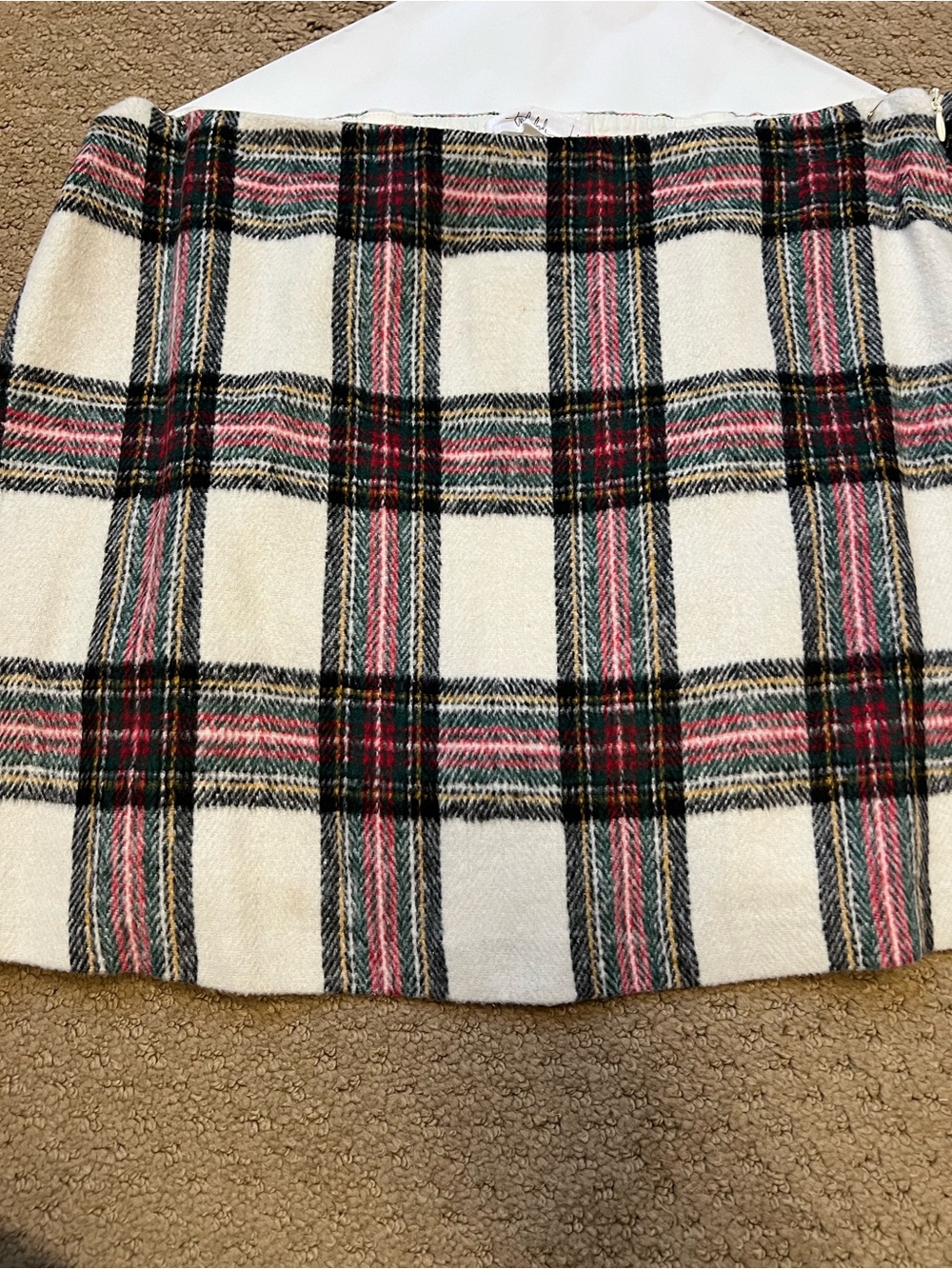 TALULAH Cream Plaid Mini Skirt with Pink and Black Stripes